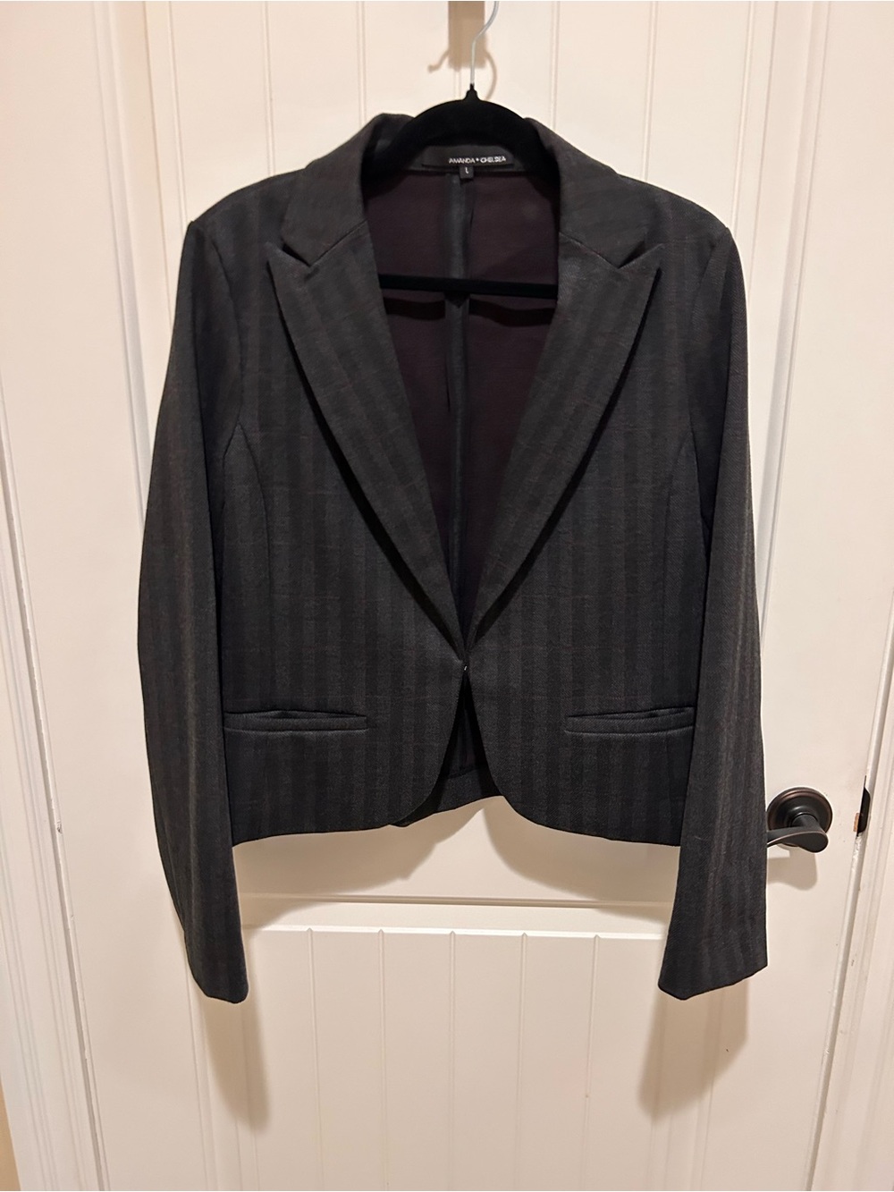 Dark Gray Pinstripe Tailored Blazer